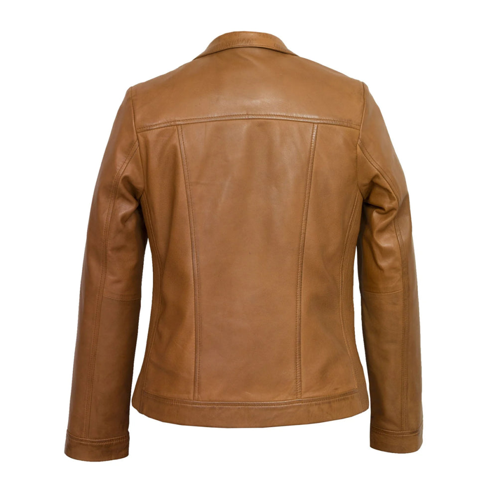 Tan Brown Notch Biker Leather Jacket