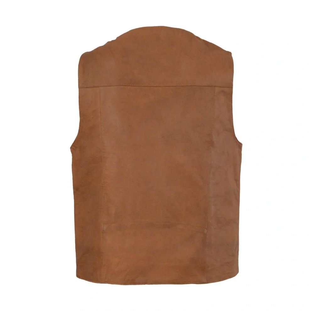 Classic Tan Brown Real Leather Vest