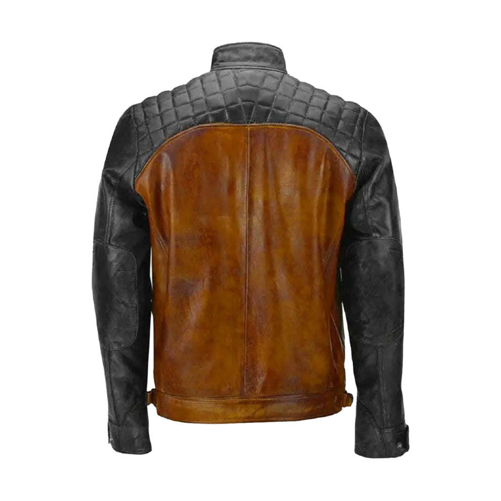 Brown and Black Leather Quilting Vintage Jacket