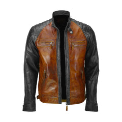 Brown and Black Leather Quilting Vintage Jacket