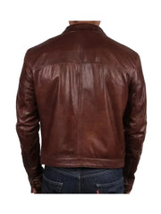 Brown Slim Fit Biker Real Leather Jacket