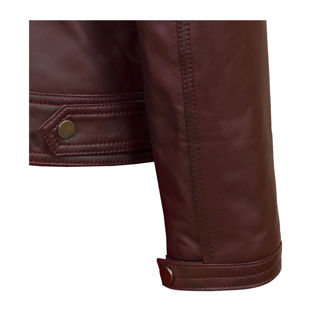 Burgundy Biker Leather Jacket