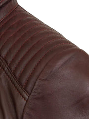 Burgundy Leather Biker Jacket
