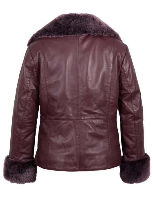 Burgundy sheepskin leather jacket
