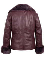 Burgundy sheepskin leather jacket