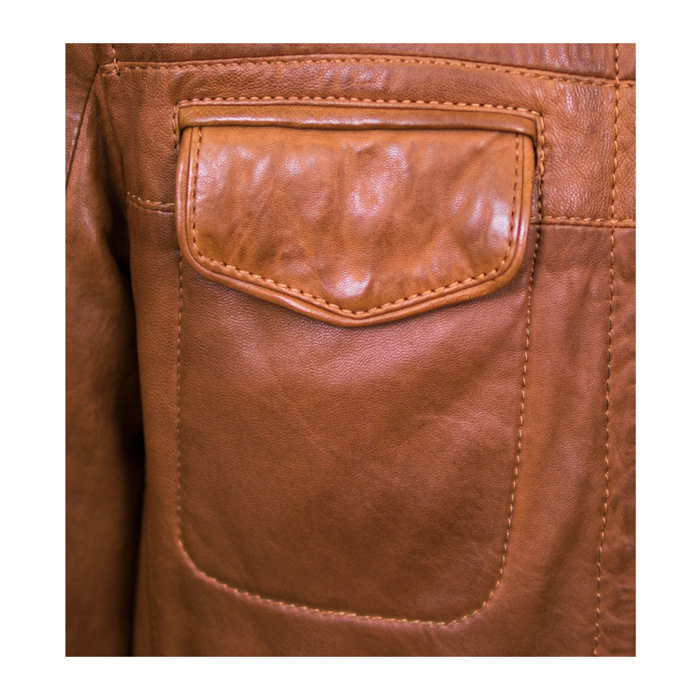 Tan Brown Trucker Leather Jacket