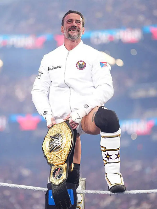 CM Punk WrestleMania White Bomber Jacket