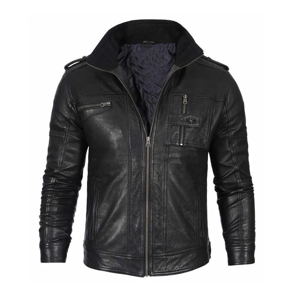 Waxed Cafe Racer Leather Jacket