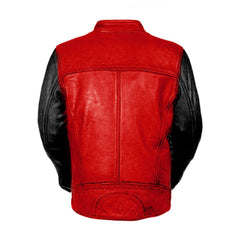 Red Vintage Biker Motorcycle Cafe Racer Leather Jacket