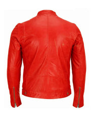 Cafe Racer Red Biker Leather Jacket