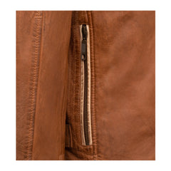 Tan Brown Stripes Biker Leather Jacket