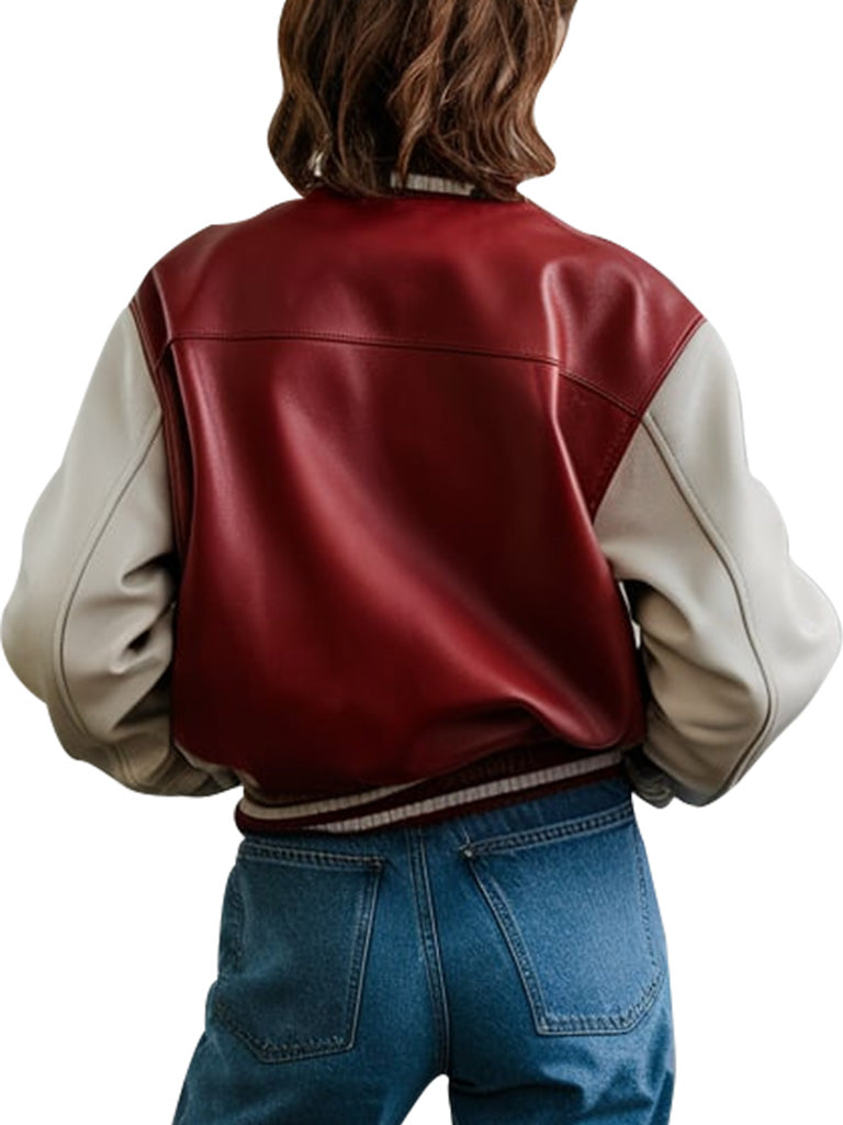 Classic Red Leather Varsity Jacket