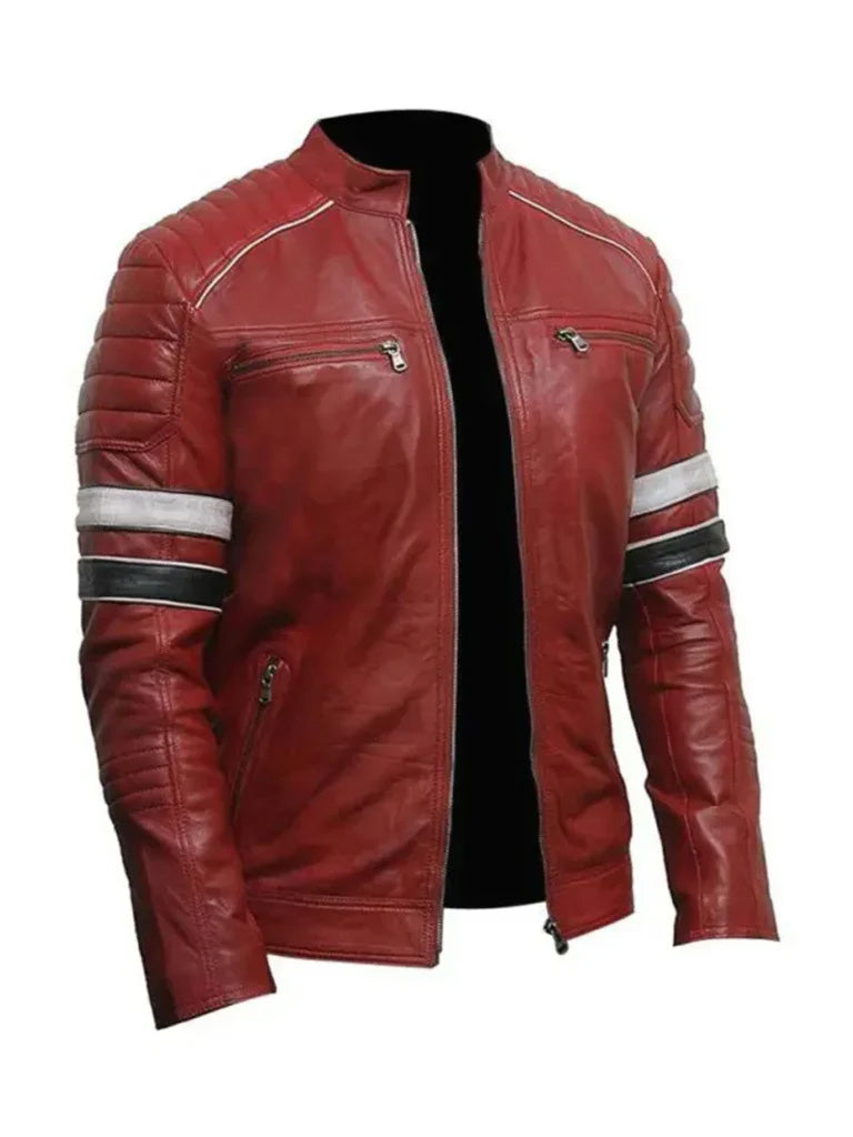 Classic Biker Vintage Cafe Racer Genuine Leather Jacket