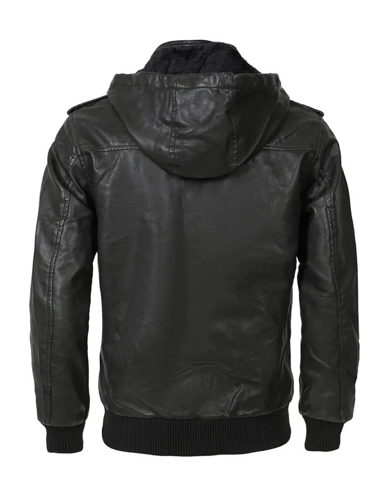 Classic Trucker Style Leather Quilted Jacket