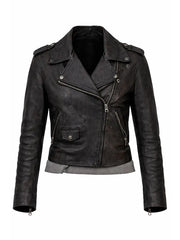 Classic black leather biker jacket