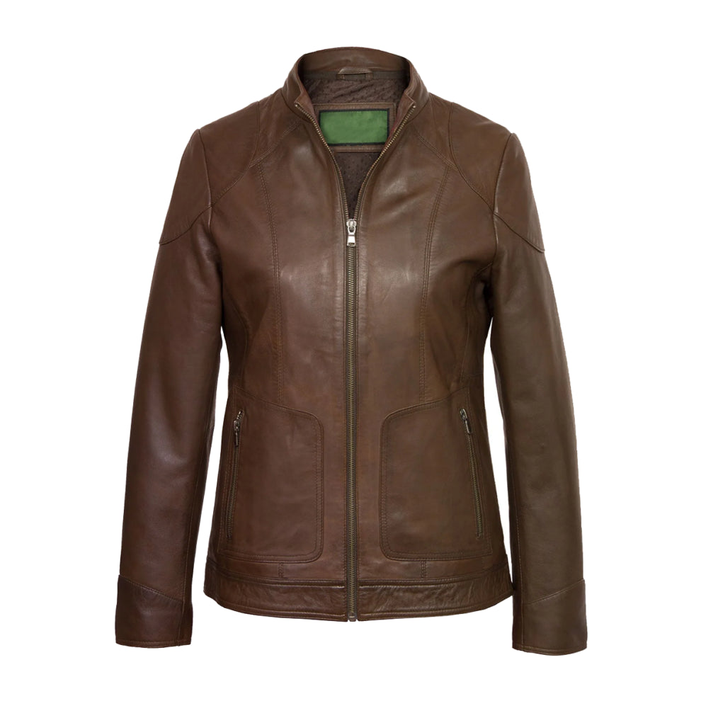 Brown Hooded Leather Jacket