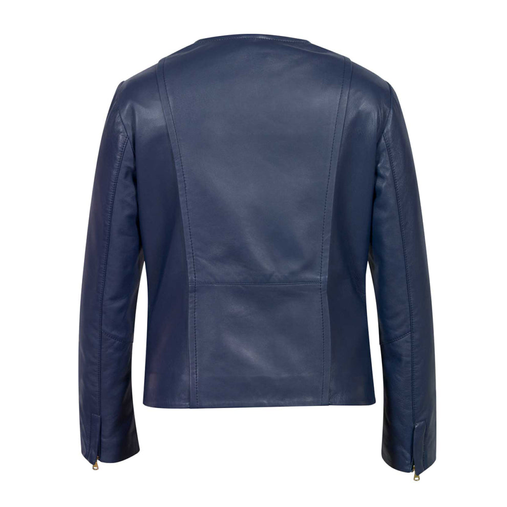 Blue Collar Less Biker Leather Jacket