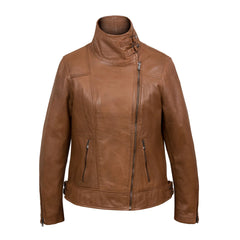 Cowl Neck Biker Leather Jacket