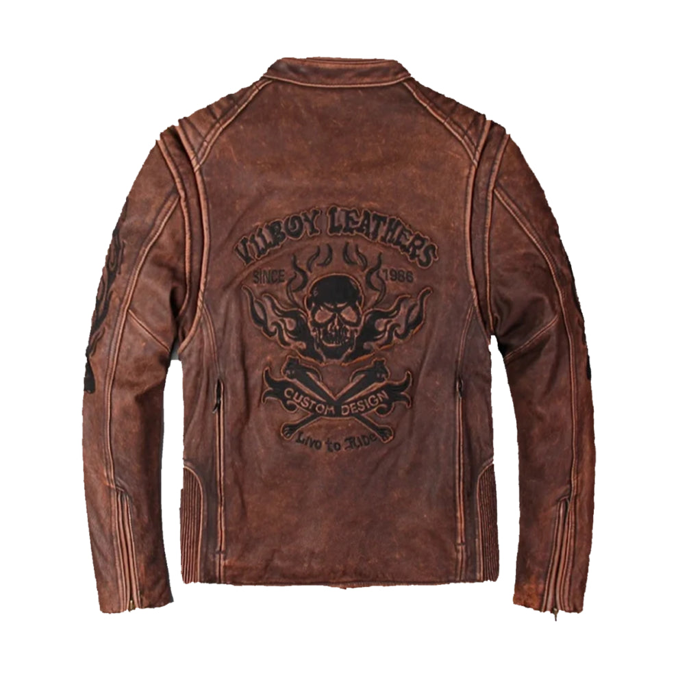 Woody Brown Biker Leather Jacket