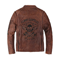 Woody Brown Biker Leather Jacket