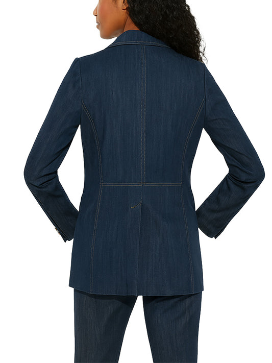 Dark Blue Denim Blazer Jacket