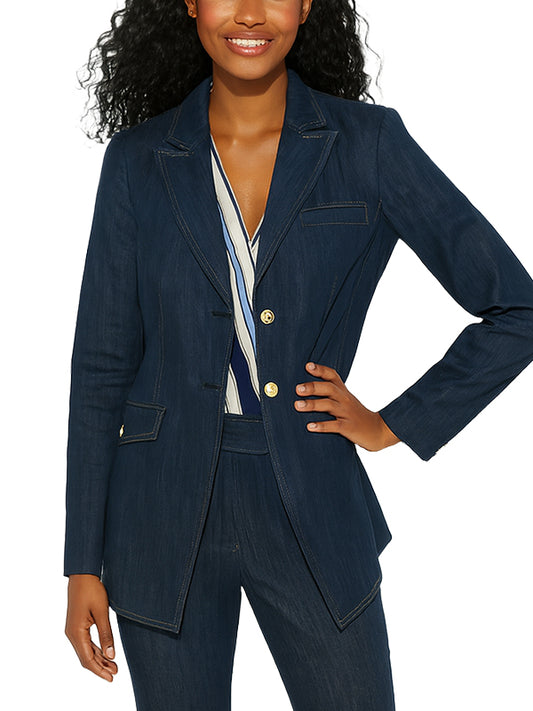 Dark Blue Womens Denim Blazer Jacket