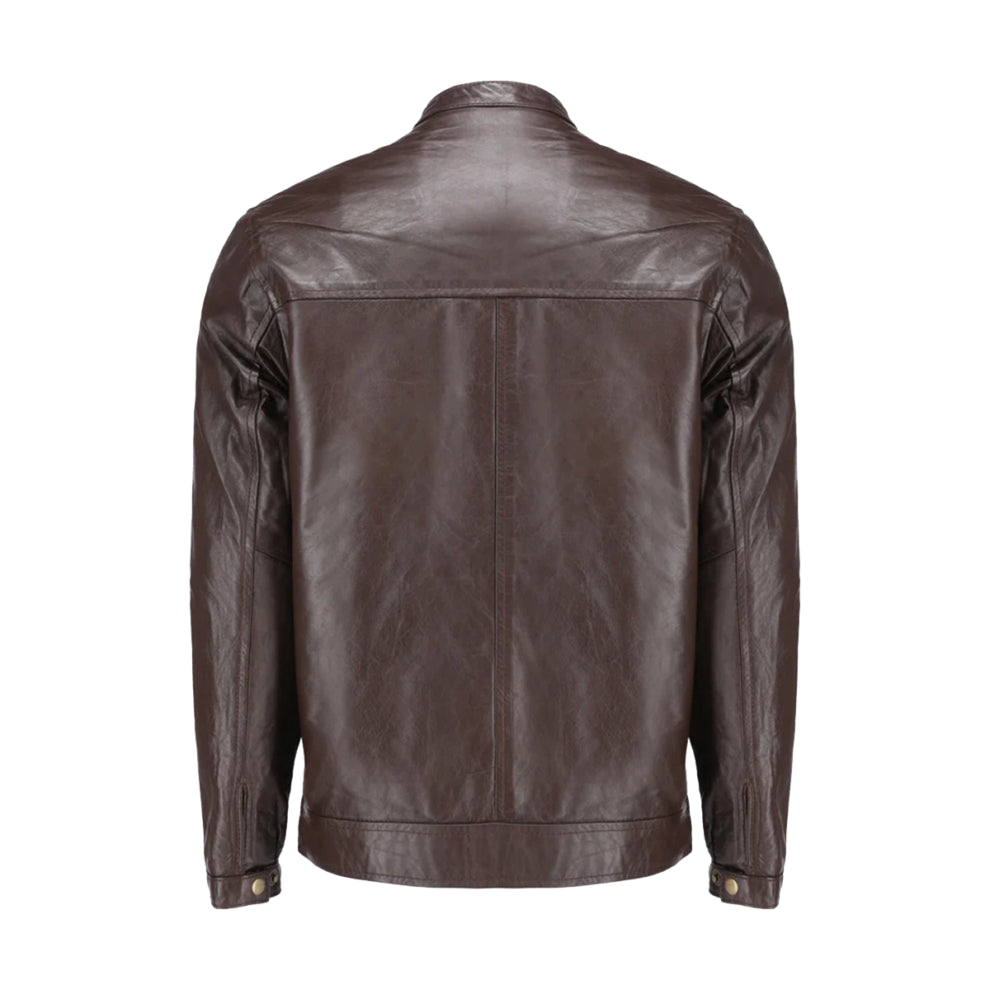 Dark Brown Biker Genuine Leather Jacket