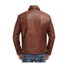 Open Hem Dark Brown Genuine Leather Jacket