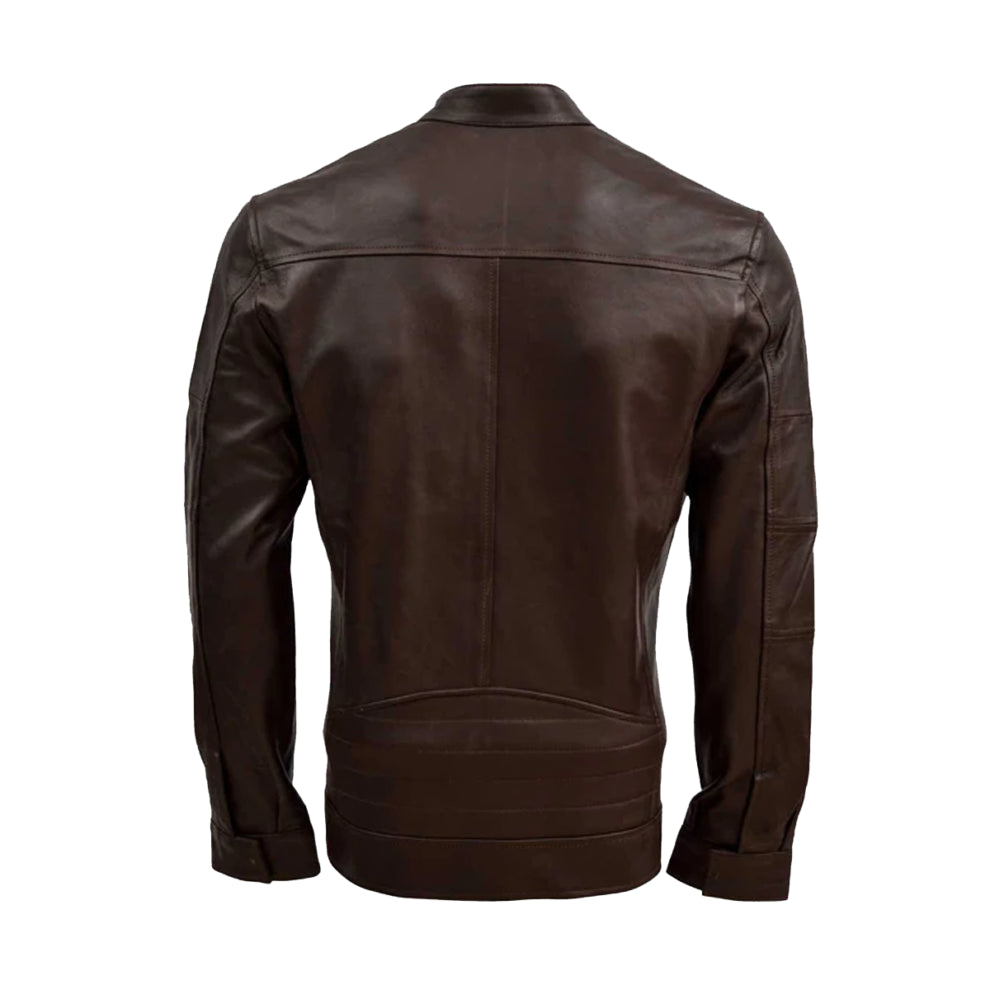 Dark Brown Regular Fit Genuine Leather Jacket