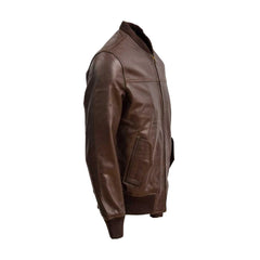 Dark Brown Bomber Biker Leather Jacket