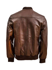 Dark Brown Bomber Biker Leather Jacket