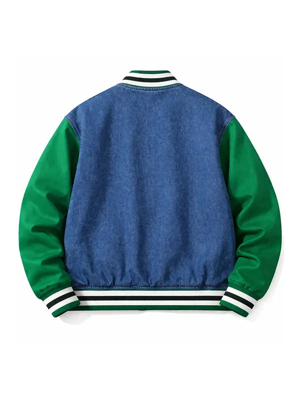 Denim Varsity Bomber Jacket