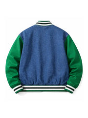 Denim Varsity Bomber Jacket