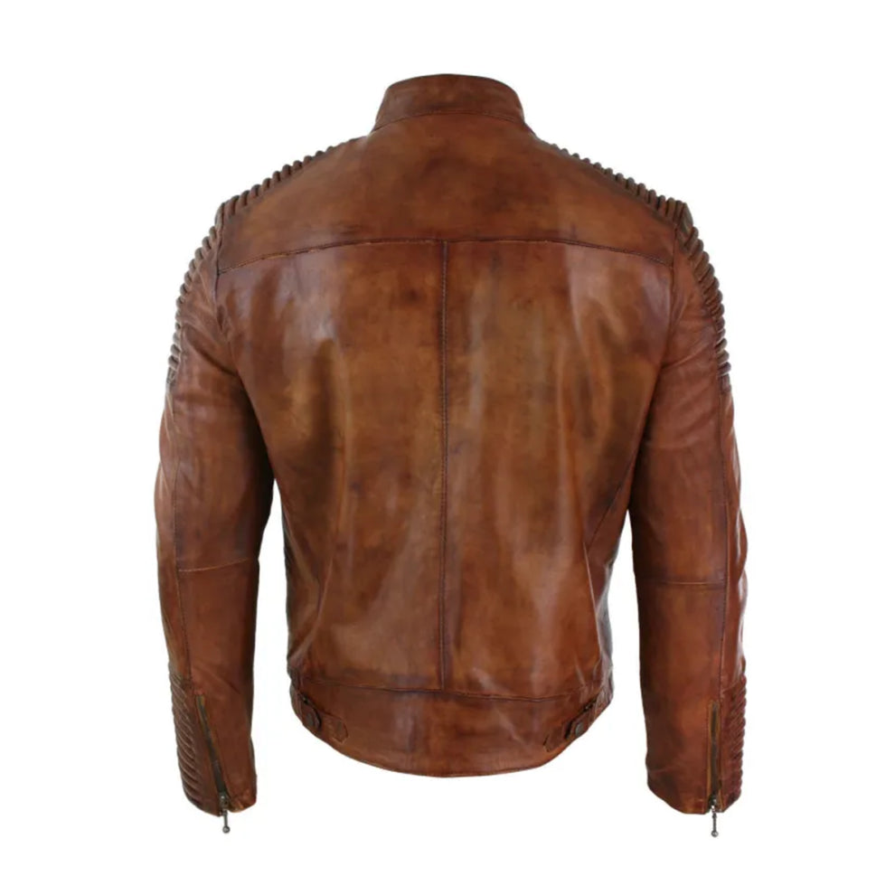 Cafe Racer Brown Retro Style Biker Leather Jacket