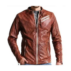 Distressed Brown Leather Jacket