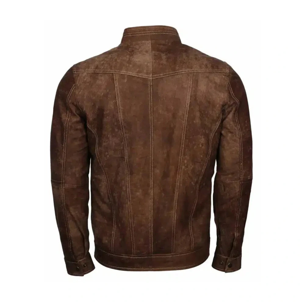 Vintage Distressed Biker Suede Leather Jacket