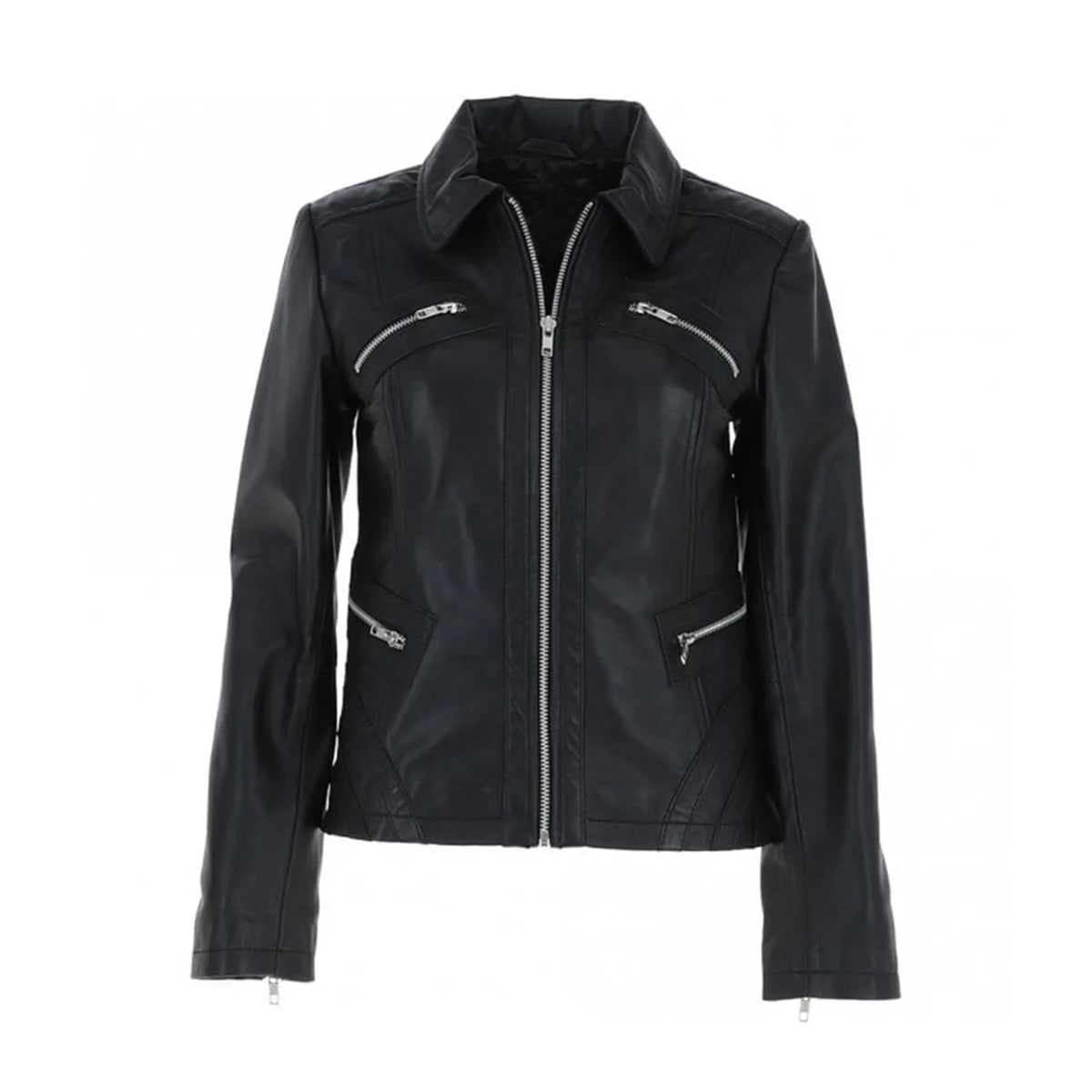 Black Cafe Racer Leather Jacket