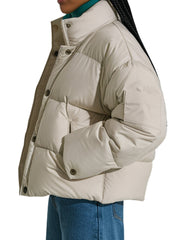 Elegant Beige Puffer Jacket For Women