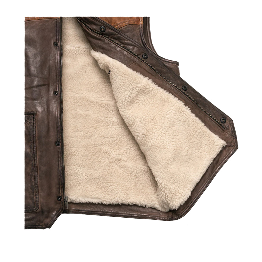 Brown Sherpa Leather Vest