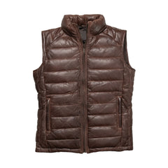 Dark Brown Down Genuine Leather Vest