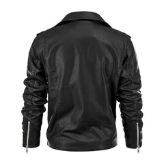 Black Lapel Biker Style Genuine Leather Jacket