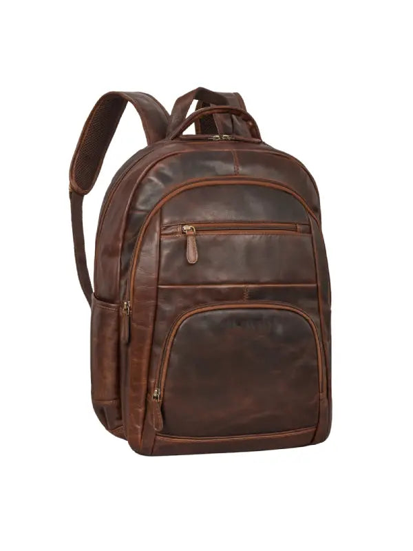 Vintage Brown Full-Grain Leather Backpack – Travel, Office & Everyday Carry