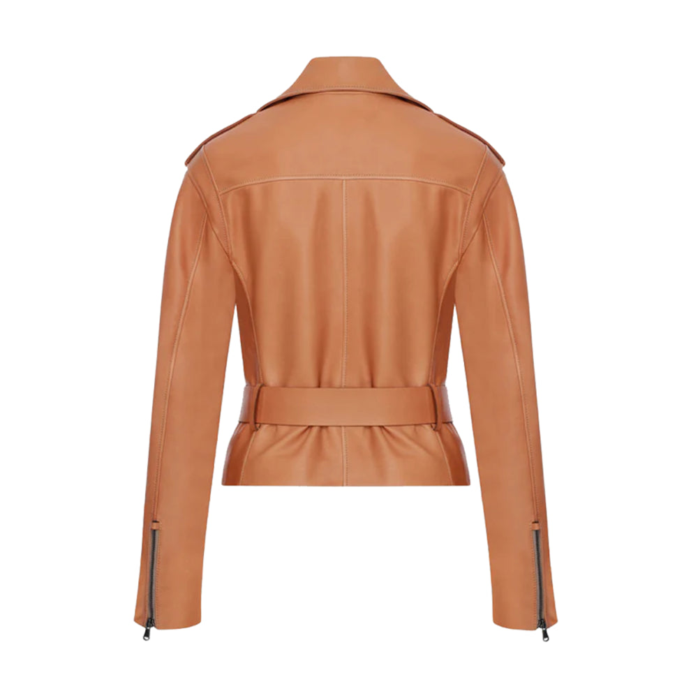 Tan Brown Biker Leather Jacket