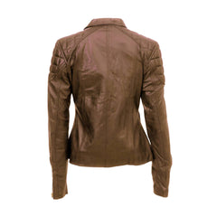 Brown Quilted Biker Leather Jacket