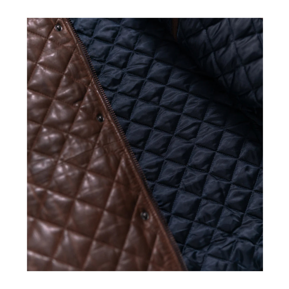 Dark Brown Quilted Real Leather Jacket