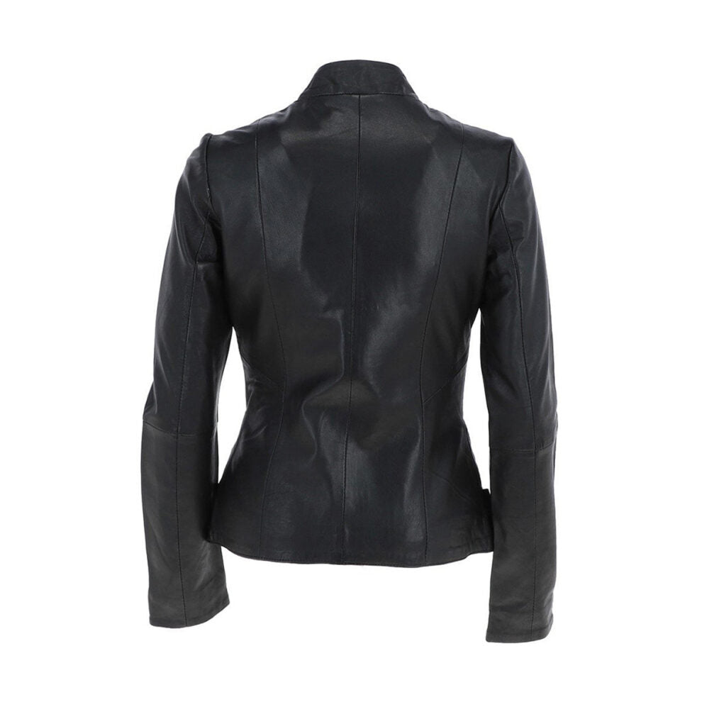 Black Short round Leather Jacket