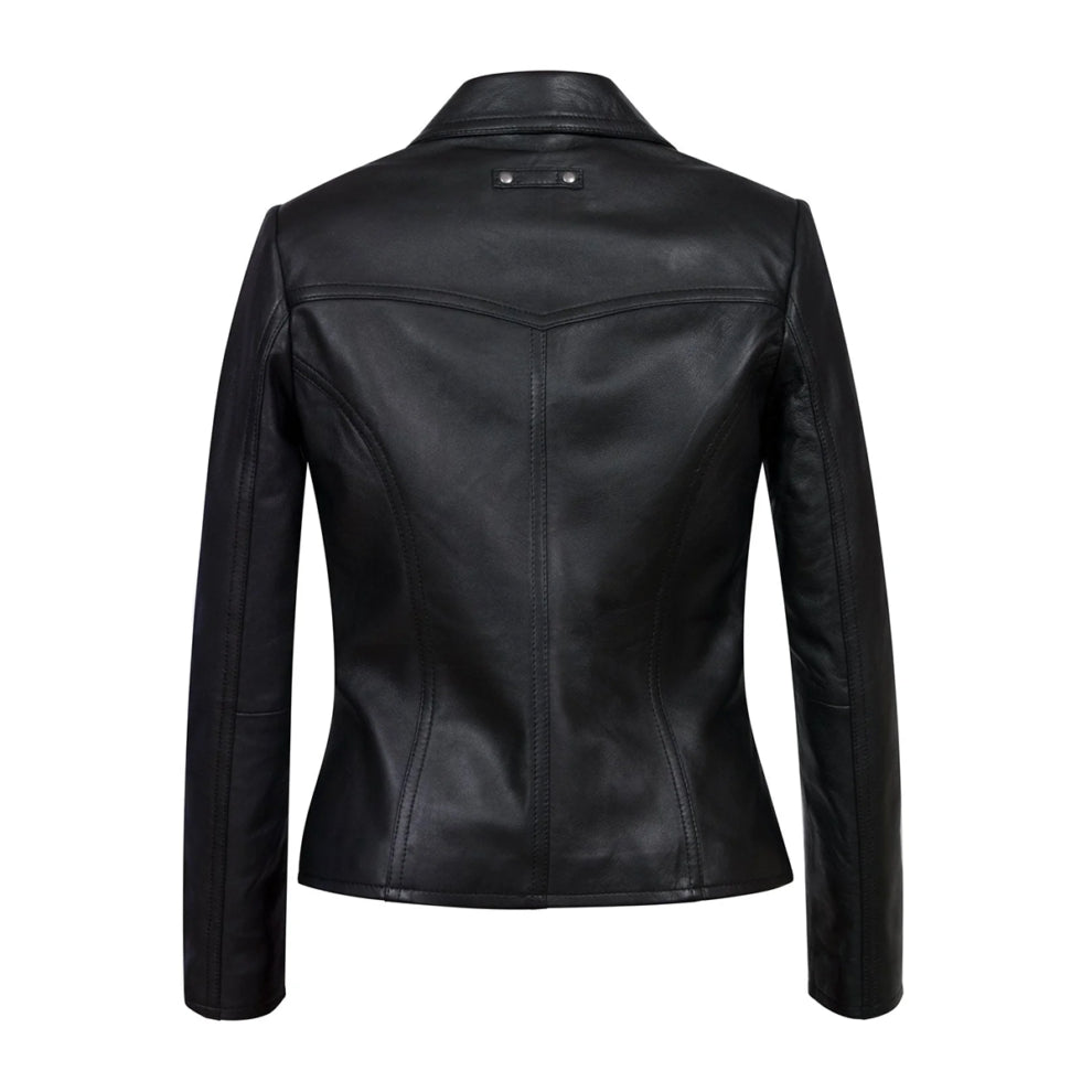 Black Lapel Style Leather Blazer