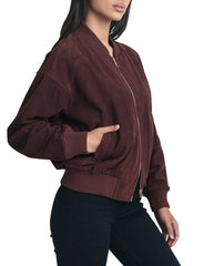 Genuine Suede Bomber Jacket Women's