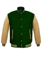 Green Rib Knitted Varsity Bomber Jacket