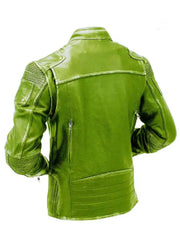 Green Cafe Racer Genuine Leather Jacket